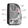 ANZO 2002-2009 Chevrolet Trailblazer LED Tail Lights w/ Light Bar Chrome Housing Clear Lens