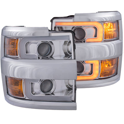 ANZO Projector Headlights 15-17 Chevrolet Silverado 2500HD / 3500HD Chrome w/ Chrome Rim