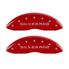 MGP 4 Caliper Covers Engraved Front & Rear Silverado Red finish silver ch