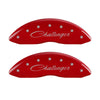 MGP 4 Caliper Covers Engraved Front Cursive/Challenger Engraved Rear RT Red finish silver ch