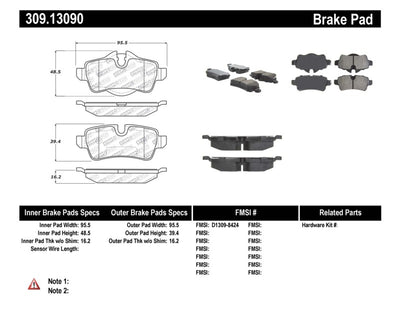 StopTech Performance 07-09 Mini Cooper/Cooper S Rear Brake Pads