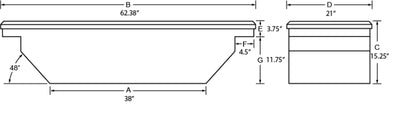 Lund Universal Aluminum Single Lid Cross Bed Box - Brite