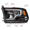 ANZO 2009-2020 Dodge Ram 1500 Full LED Square Projector Headlights w/ Chrome Housing Black Amber