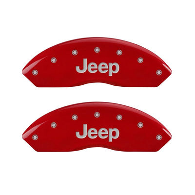 MGP 4 Caliper Covers Engraved Front & Rear JEEP Red finish silver ch