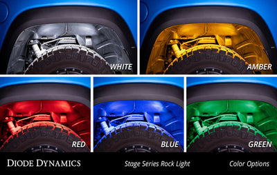 Diode Dynamics Stage Series Single Color LED Rock Light - White Diffused M8 (4-pack)