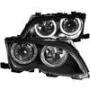 ANZO 2002-2005 BMW 3 Series E46 Projector Headlights w/ Halo Black