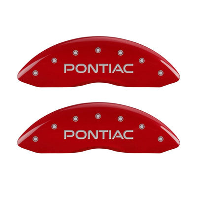MGP 4 Caliper Covers Engraved Front Pontiac Engraved Rear G8 Red finish silver ch