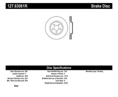 StopTech 05-09 Chrysler 300 (5.7L V8 exc SRT-8) Front Right Slotted & Drilled Rotor