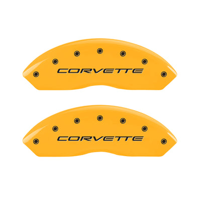 MGP 4 Caliper Covers Engraved Front & Rear C5/Corvette Yellow finish black ch