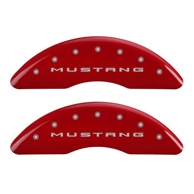 MGP 4 Caliper Covers Engraved Front 2015/Mustang Engraved Rear 2015/50 Red finish silver ch