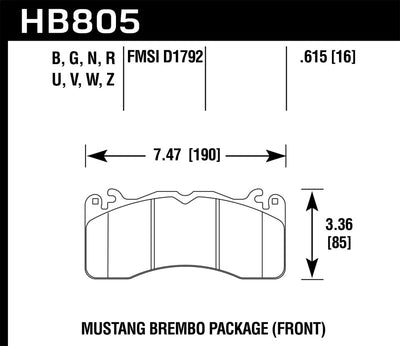 Hawk 15-17 Ford Mustang Brembo Package HPS 5.0 Front Brake Pads