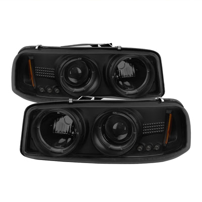 Spyder GMC Sierra 1500/2500 99-06 Projector Headlights LED Halo LED Blk Smke PRO-YD-CDE00-HL-BSM