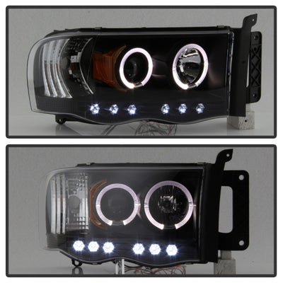 Spyder Dodge Ram 1500 02-05/Ram 2500 03-05 Projector Headlights LED Halo LED Blk PRO-YD-DR02-HL-BK