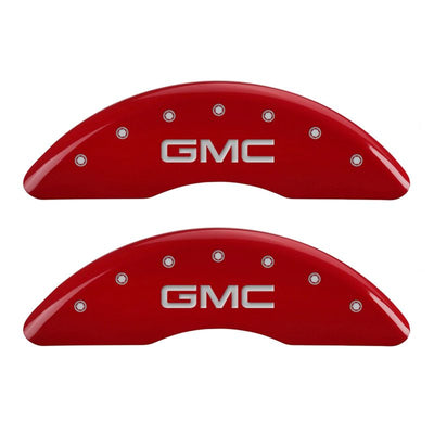 MGP 4 Caliper Covers Engraved Front & Rear GMC Red finish silver ch