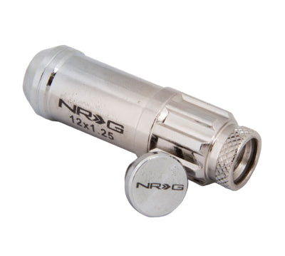 NRG 700 Series M12 X 1.25 Steel Lug Nut w/Dust Cap Cover Set 21 Pc w/Locks & Lock Socket - Silver