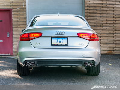 AWE Tuning Audi B8 A4 Touring Edition Exhaust - Quad Tip Polished Silver Tips - Does Not Fit Cabrio