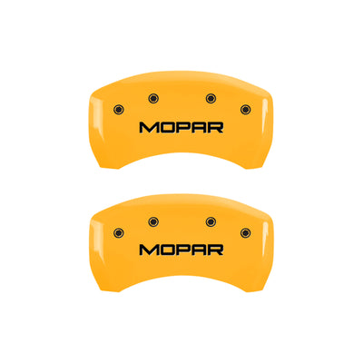 MGP 4 Caliper Covers Engraved Front & Rear MOPAR Yellow finish black ch