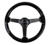 NRG Reinforced Steering Wheel (350mm / 3in. Deep) Black w/Black Chrome Solid 3-Spoke Center