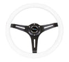 NRG Classic Wood Grain Steering Wheel (350mm) White Paint Grip w/Black 3-Spoke Center