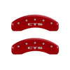 MGP 4 Caliper Covers Engraved Front Cursive/Cadillac Engraved Rear CTS Red finish silver ch