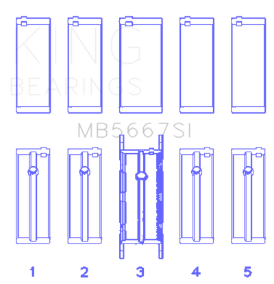 King Mini W10B16A/W11B16A (Size 0.25) Silicon Bi-Metal Aluminum Main Bearing Set