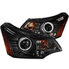 ANZO 2008-2011 Ford Focus Projector Headlights Black