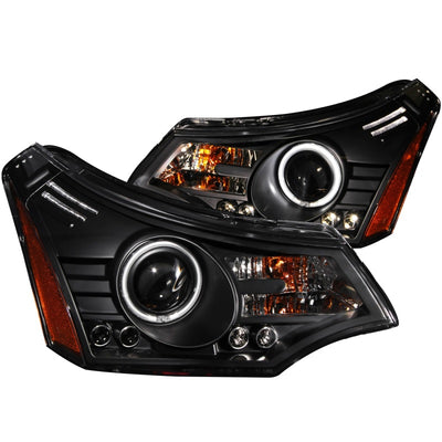 ANZO 2008-2011 Ford Focus Projector Headlights Black