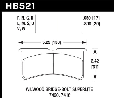 Hawk Wilwood BB SL 7421 HPS 5.0 Brake Pads