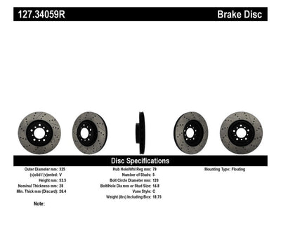 StopTech Slotted & Drilled Sport Brake Rotor