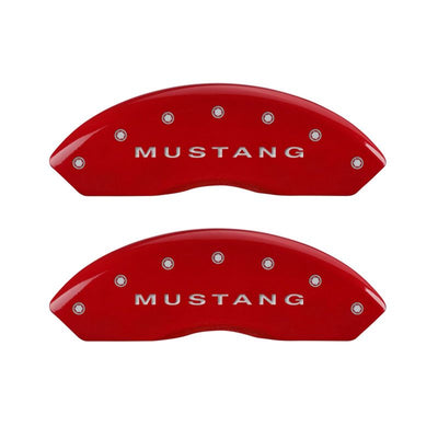 MGP 4 Caliper Covers Engraved Front Mustang Engraved Rear S197/Bar & Pony Red finish silver ch