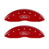 MGP 4 Caliper Covers Engraved Front & Rear Oval logo/Ford Red finish silver ch