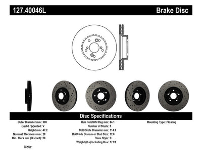 StopTech Nissan 370Z / 01-03 Acura CL / 06 EL / 04-09 TSX / 03-07 Honda Accord Coupe M/T / 05-08 Se