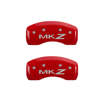 MGP 4 Caliper Covers Engraved Front Lincoln Engraved Rear MKZ Red finish silver ch