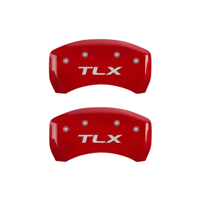 MGP 4 Caliper Covers Engraved Front Acura Engraved Rear TLX Red finish silver ch