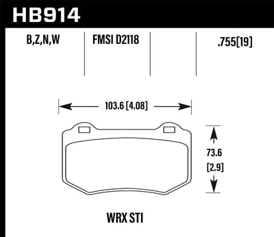 Hawk 2018 Subaru WRX STI Performance Ceramic Street Brake Pads