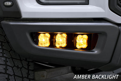 Diode Dynamics 17-20 Ford Raptor SS3 LED Fog Light Kit - Yellow Pro