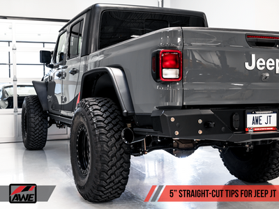 AWE Tuning 20-21 Jeep Gladiator JT 3.6L Tread Edition Cat-Back Single Side Exhaust - Diamond Blk Ti