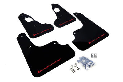 Rally Armor 08-17 Mitsubishi EVO X Black UR Mud Flap w/ Red Logo