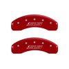 MGP 4 Caliper Covers Engraved Front Gen 5/Camaro Engraved Rear Gen 5/SS Red finish silver ch