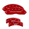 MGP 4 Caliper Covers Engrvd Front No bolts/Tbird Engrvd Rear/Tbird Emblem Red fnsh slvr ch