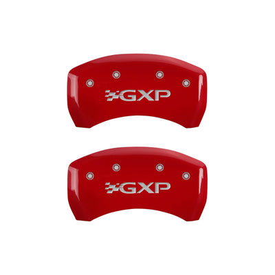 MGP 4 Caliper Covers Engraved Front Pontiac Engraved Rear GXP Red finish silver ch