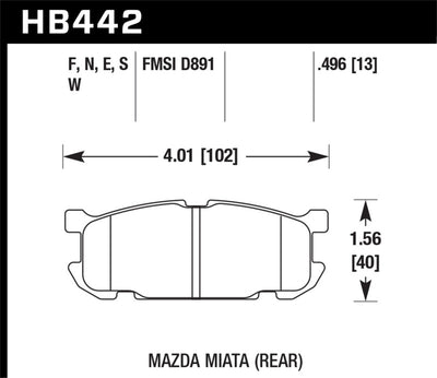 Hawk 01-02 Miata w/ Sport Suspension HPS  Street Rear Brake Pads (D891)