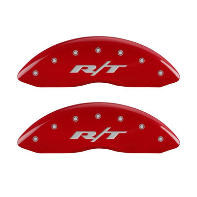 MGP 4 Caliper Covers Engraved Front & Rear RT1-Truck Red finish silver ch