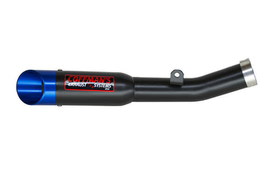 a black and blue exhaust pipe on a white background
