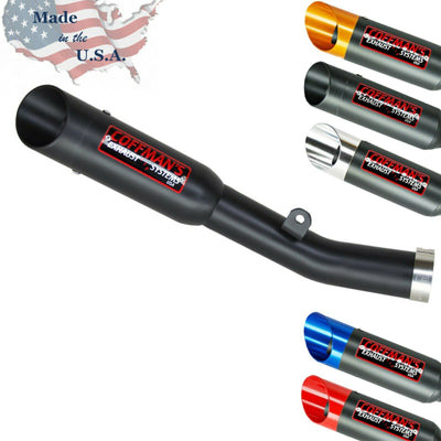 a black exhaust pipe with red, white, and blue tips